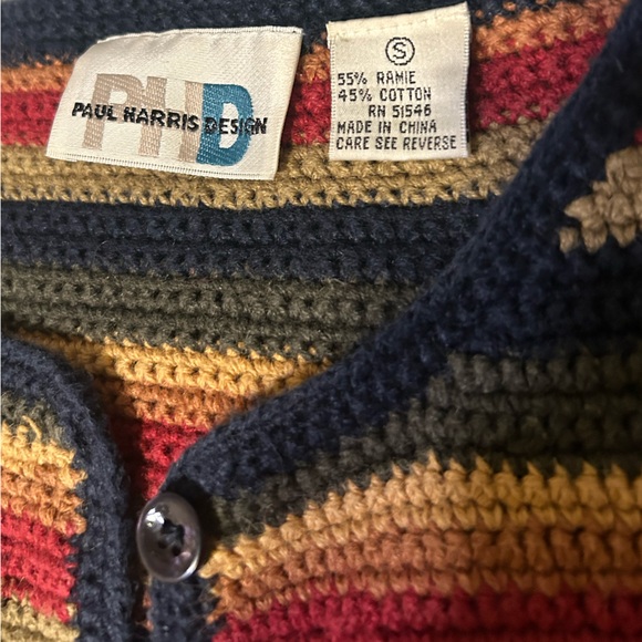 Vtg Multicolor Striped Women's Cardigan Sweater Small - Picture 3 of 9